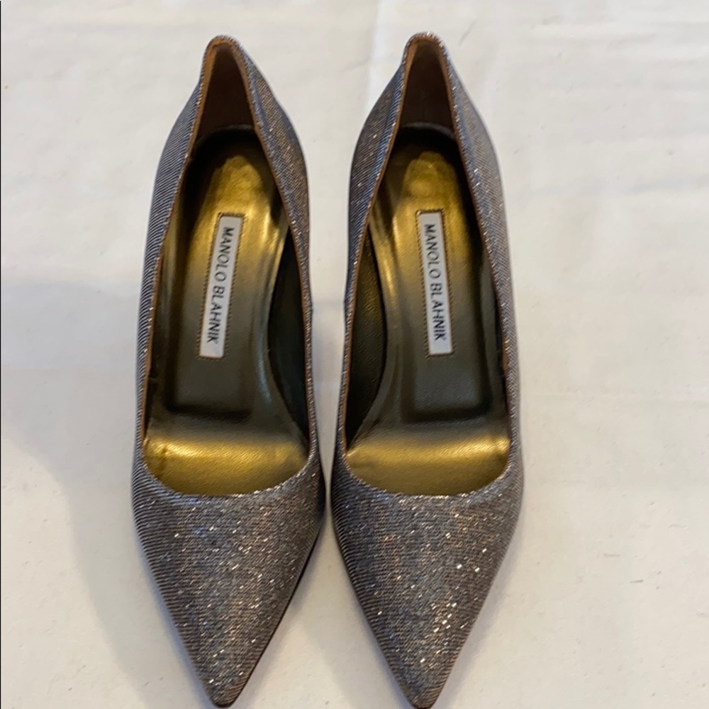 Manolo Blahnik Sz-36 silver/gold shimmer evening